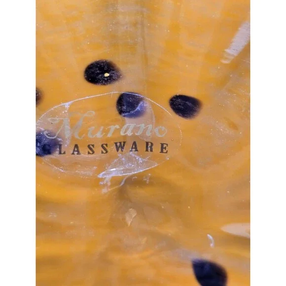 ART GLASS HAND BLOWN PUMPKIN LONG CURLY STEM HALLOWEEN FALL AUTUMN DECOR 7” - Picture 11 of 11